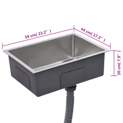 vidaXL Handmade Kitchen Sink Stainless Steel Under-mount Kitchen Sink Basin - Additional view 4