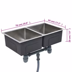 vidaXL Handmade Kitchen Sink Stainless Steel Under-mount Kitchen Sink Basin - Additional view 4