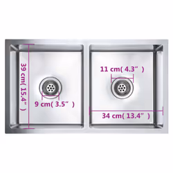 vidaXL Handmade Kitchen Sink Stainless Steel Under-mount Kitchen Sink Basin - Additional view 8