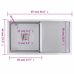vidaXL Handmade Kitchen Sink Stainless Steel Under-mount Kitchen Sink Basin - Additional view 10