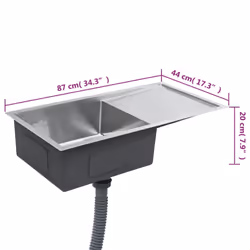 vidaXL Handmade Kitchen Sink Stainless Steel Under-mount Kitchen Sink Basin - Additional view 4