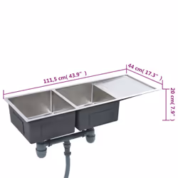vidaXL Handmade Kitchen Sink Stainless Steel Under-mount Kitchen Sink Basin - Additional view 11