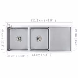vidaXL Handmade Kitchen Sink Stainless Steel Under-mount Kitchen Sink Basin