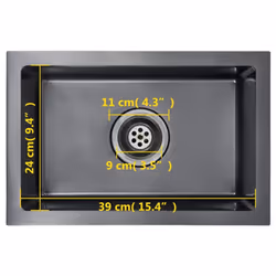 vidaXL Handmade Kitchen Sink Black Stainless Steel Under-mount Kitchen Basin - Additional view 9