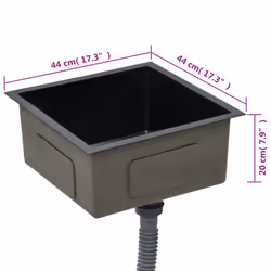 vidaXL Handmade Kitchen Sink Black Stainless Steel Under-mount Kitchen Basin - Additional view 5
