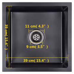 vidaXL Handmade Kitchen Sink Black Stainless Steel Under-mount Kitchen Basin - Additional view 9