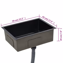vidaXL Handmade Kitchen Sink Black Stainless Steel Under-mount Kitchen Basin - Additional view 4