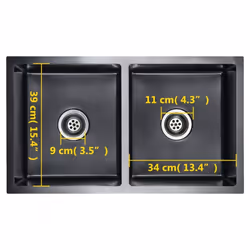 vidaXL Handmade Kitchen Sink Black Stainless Steel Under-mount Kitchen Basin - Additional view 9