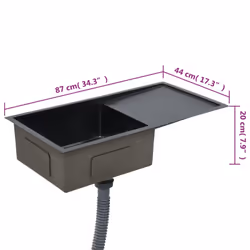 vidaXL Handmade Kitchen Sink Black Stainless Steel Under-mount Kitchen Basin - Additional view 8
