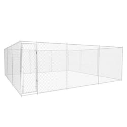 vidaXL Outdoor Dog Kennel Galvanised Steel 570x570x185cm House Cage Playpen
