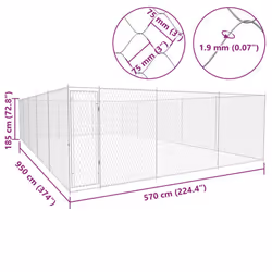 vidaXL Outdoor Dog Kennel Galvanised Steel 950x570x185cm House Cage Playpen