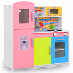 vidaXL Kids' Play Kitchen MDF Multicolour Toddlers Role Pretend Play Pack