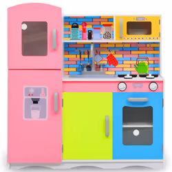 vidaXL Kids' Play Kitchen MDF Multicolour Toddlers Role Pretend Play Pack