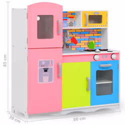 vidaXL Kids' Play Kitchen MDF Multicolour Toddlers Role Pretend Play Pack