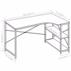 vidaXL Computer Desk White L-shaped Office PC Writing Table Work Corner Desk
