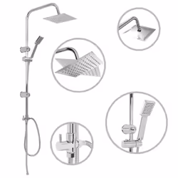 vidaXL Dual Head Shower Set with Hand Shower Stainless Steel Bathroom Diverter