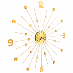 vidaXL Wall Clock Metal 70cm Golden Round Decorative Wall Clock Analog Clock - Additional view 2