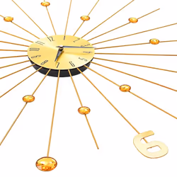 vidaXL Wall Clock Metal 70cm Golden Round Decorative Wall Clock Analog Clock - Additional view 3