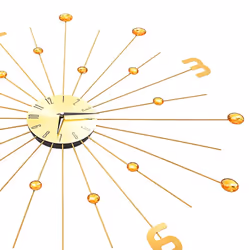 vidaXL Wall Clock Metal 70cm Golden Round Decorative Wall Clock Analog Clock - Additional view 4