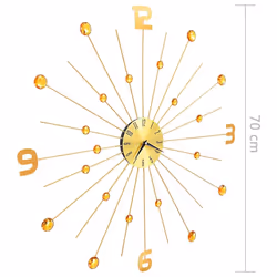 vidaXL Wall Clock Metal 70cm Golden Round Decorative Wall Clock Analog Clock - Additional view 6
