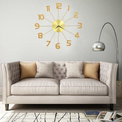vidaXL Wall Clock Metal 50cm Golden Round Decorative Wall Clock Analog Clock