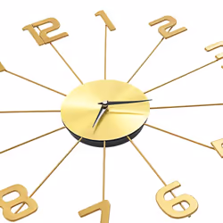 vidaXL Wall Clock Metal 50cm Golden Round Decorative Wall Clock Analog Clock - Additional view 4
