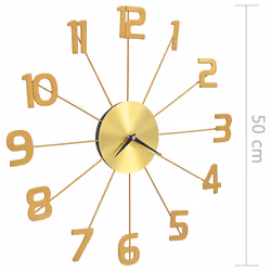vidaXL Wall Clock Metal 50cm Golden Round Decorative Wall Clock Analog Clock - Additional view 5