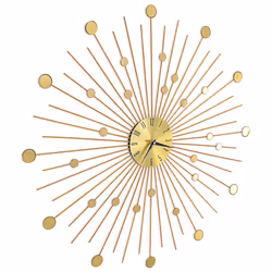vidaXL Wall Clock Metal 70cm Golden Round Decorative Wall Clock Analog Clock - Additional view 2