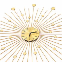 vidaXL Wall Clock Metal 70cm Golden Round Decorative Wall Clock Analog Clock - Additional view 3