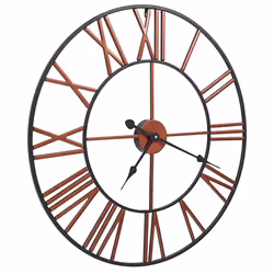 vidaXL Wall Clock Metal 58cm Red Round Decorative Wall Clock Analog Clock