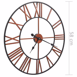 vidaXL Wall Clock Metal 58cm Red Round Decorative Wall Clock Analog Clock - Additional view 5