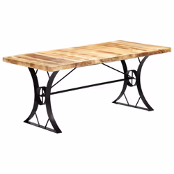 vidaXL Solid Mango Wood Dining Table Steel Legs Brown 180cm Kitchen Table - Additional view 10