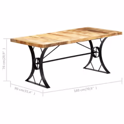 vidaXL Solid Mango Wood Dining Table Steel Legs Brown 180cm Kitchen Table - Additional view 9