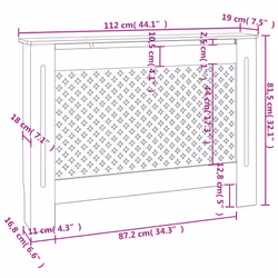 vidaXL Radiator Cover White MDF Heater Heating Radiator Wall Shelf Cabinet - Additional view 3