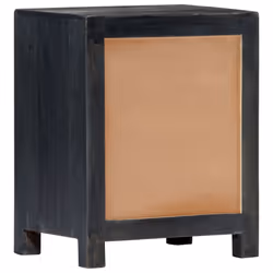 vidaXL Solid Mango Wood Hand Carved Bedside Cabinet Grey 40x30x50cm Storage