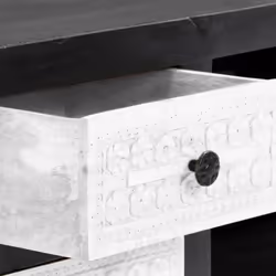 vidaXL Solid Wood Mango Hand Carved TV Cabinet Grey&White HiFi Centre Unit - Additional view 6