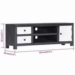vidaXL Solid Wood Mango Hand Carved TV Cabinet Grey&White HiFi Centre Unit - Additional view 7