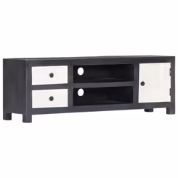 vidaXL Solid Wood Mango Hand Carved TV Cabinet Grey&White HiFi Centre Unit - Additional view 8