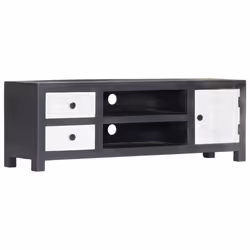 vidaXL Solid Wood Mango Hand Carved TV Cabinet Grey&White HiFi Centre Unit - Additional view 9