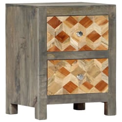 vidaXL Solid Mango Wood Bedside Cabinet Grey 40x30x50cm Storage Cupboard Stand