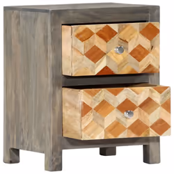 vidaXL Solid Mango Wood Bedside Cabinet Grey 40x30x50cm Storage Cupboard Stand