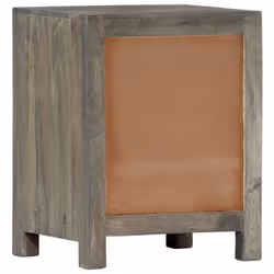 vidaXL Solid Mango Wood Bedside Cabinet Grey 40x30x50cm Storage Cupboard Stand
