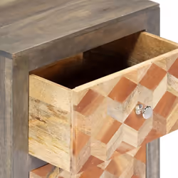 vidaXL Solid Mango Wood Bedside Cabinet Grey 40x30x50cm Storage Cupboard Stand - Additional view 4