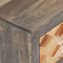 vidaXL Solid Mango Wood Bedside Cabinet Grey 40x30x50cm Storage Cupboard Stand - Additional view 6