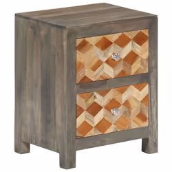 vidaXL Solid Mango Wood Bedside Cabinet Grey 40x30x50cm Storage Cupboard Stand - Additional view 8
