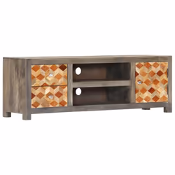 vidaXL Solid Mango Wood TV Cabinet Grey 120x30x40cm HiFi Entertainment Unit - Additional view 11