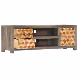 vidaXL Solid Mango Wood TV Cabinet Grey 120x30x40cm HiFi Entertainment Unit