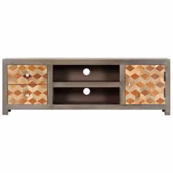 vidaXL Solid Mango Wood TV Cabinet Grey 120x30x40cm HiFi Entertainment Unit