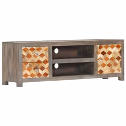 vidaXL Solid Mango Wood TV Cabinet Grey 120x30x40cm HiFi Entertainment Unit - Additional view 9