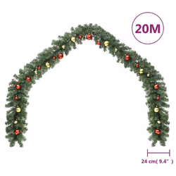 vidaXL Christmas Garland Decorated with Baubles 20m Home Xmas Ornament Light